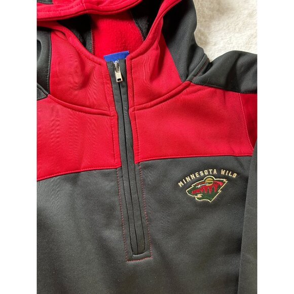 Reebok Minnesota Wild Hoodie Sweatshirt Gray & Red Half-Zip Youth Large 14 Polye - Picture 3 of 11